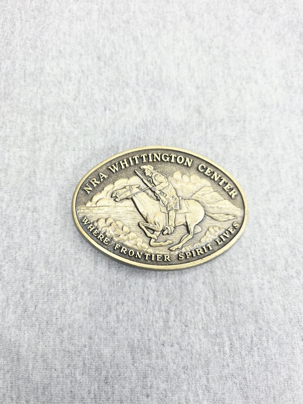 NRA Whittington Center Frontier Spirit Brass Belt Buckle